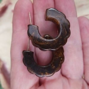 Vintage Marbled Brown Colored Lucite Earrings TCJB1